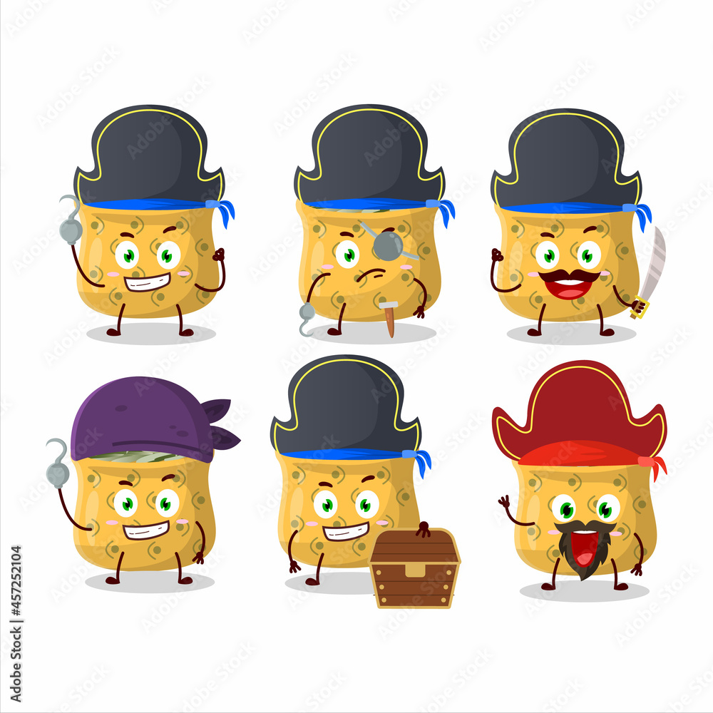 Cartoon character of rosemary with various pirates emoticons