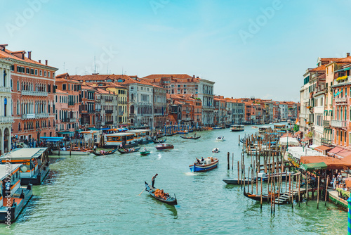 Venice, Italy - May 25, 2019: view of venice city grand canal with boats