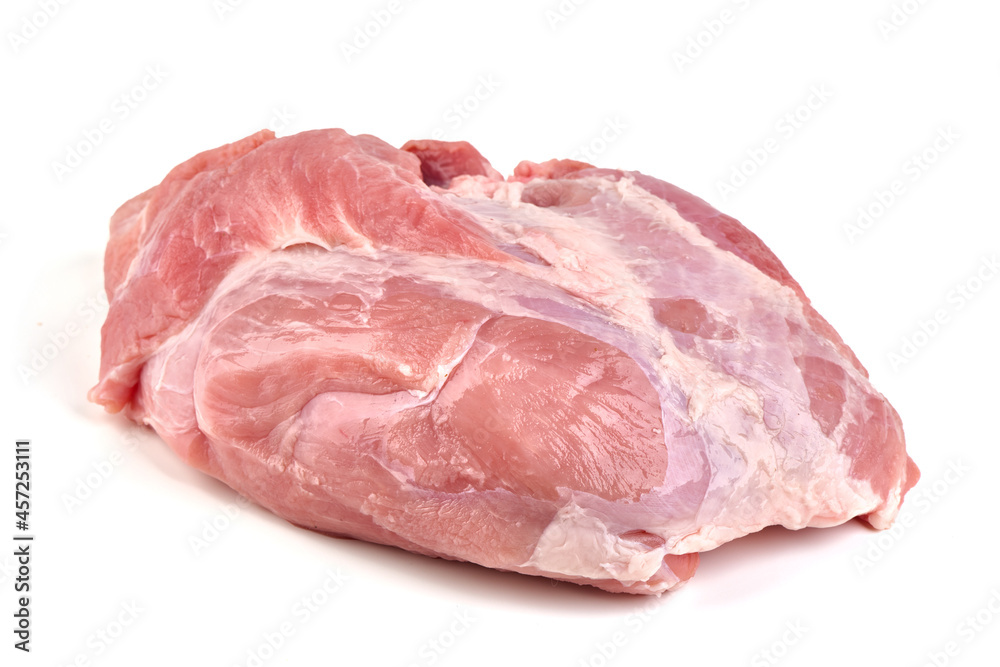 Raw pork neck, isolated on white background. Raw pork neck, isolated on white background.