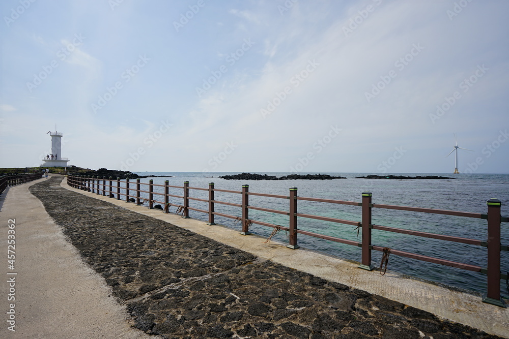 a wonderful seascape with a seaside walkway 