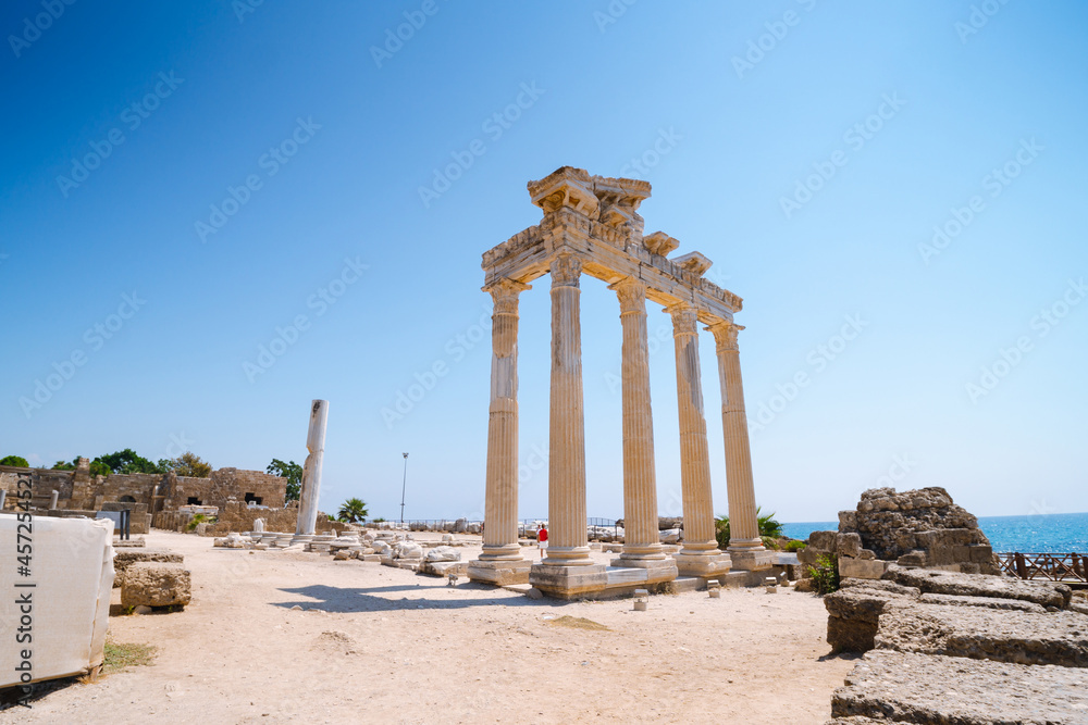 Tourists visiting Apollo Temple in Side Turkey