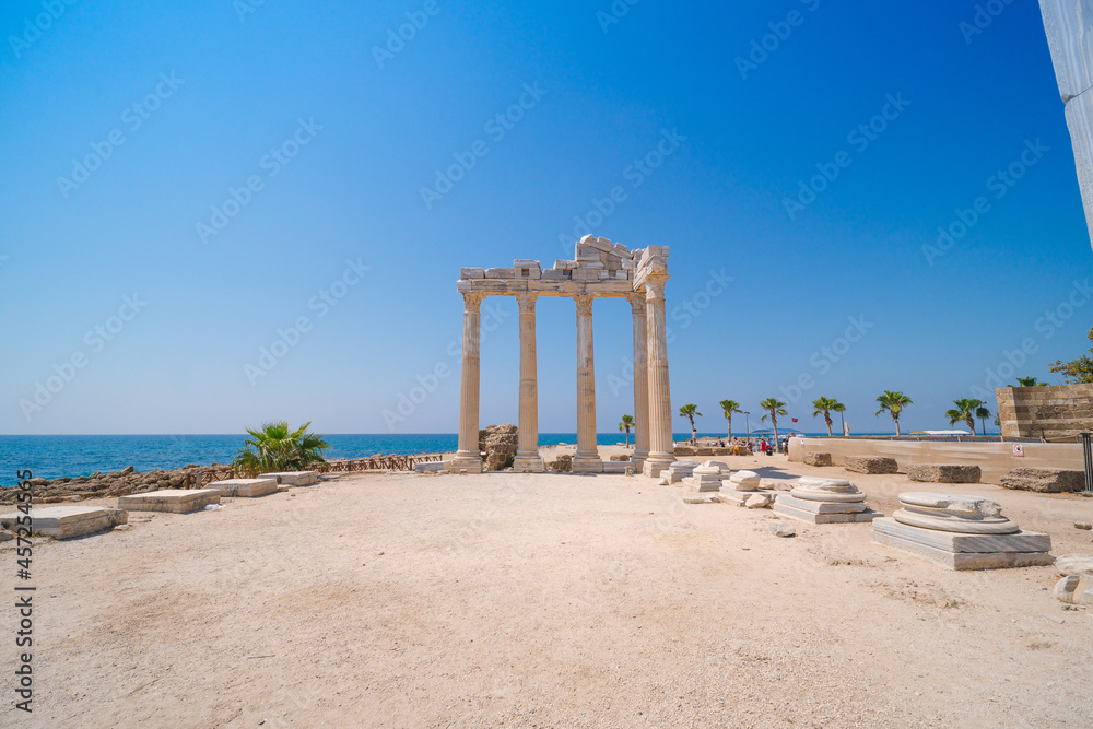 Tourists visiting Apollo Temple in Side Turkey Tourists visiting Apollo Temple in Side Turkey