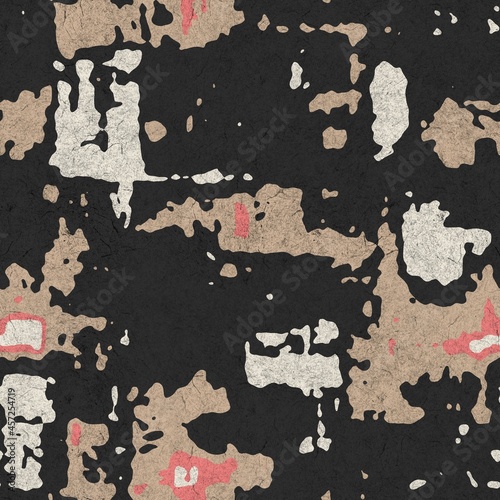 Seamless funky grungy pattern motif for print. High quality illustration. Non print of weird textured dabs of color on paper texture. For surface design printing or any sort.