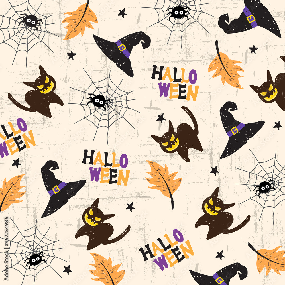 halloween holiday pattern background card vector illustration design 01