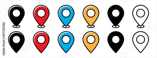 Pin map location icon set. Map pin point marker vector icons set. Map position mark symbol icon.