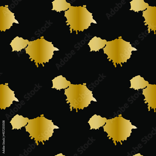 Seamless vector pattern with gold blotches on black isolated hand drawn background.Abstract textures stains splatter doodle style.Designs for textiles fabric wrapping paper packaging social media.