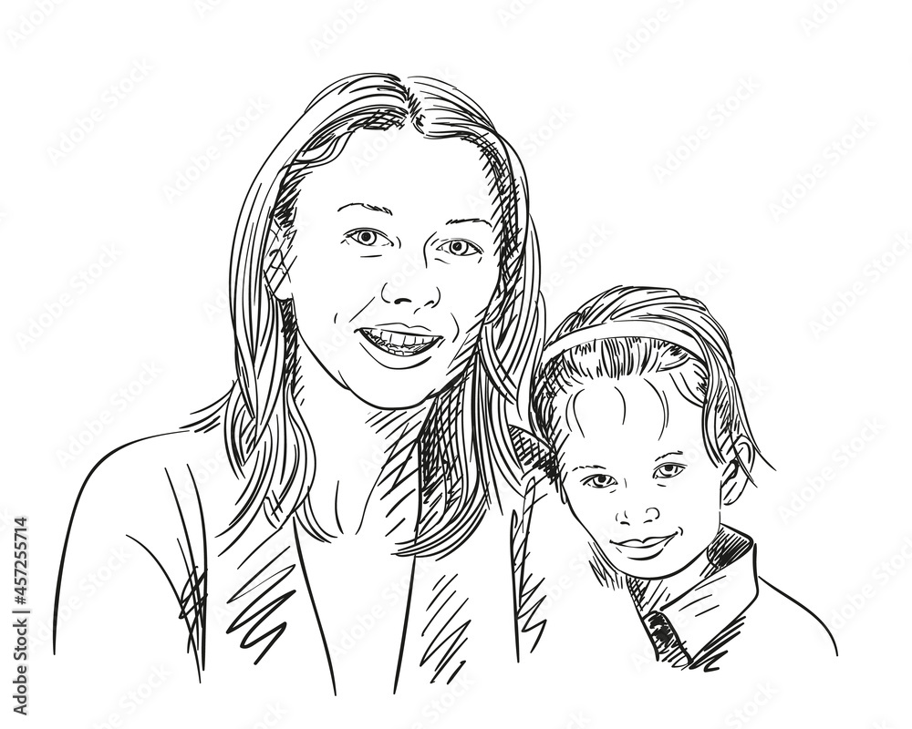 family mom and girl hand drawn love family mom and girl hand drawn love