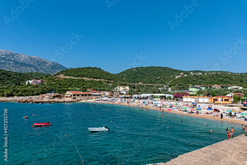 Bild auf Leinwand Utjeha, Montenegro - July 07, 2021: Utjeha Beach on the Adriatic coast in Montenegro