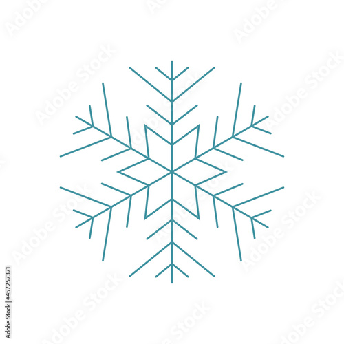 Blue snowflake. Icon logo design. Ice crystal winter symbol. Template for winter design. © Yaryna