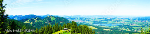 View from the Alpspitz alpine summit in the Allgäu. Bavarian panorama landscape. photo