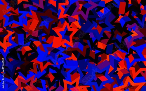 Dark Blue, Red vector background with colored stars.