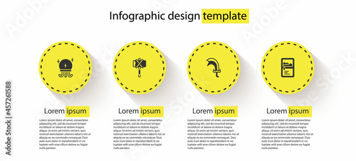 Set Magic ball, Medieval axe, Sword for game and Card collection. Business infographic template. Vector