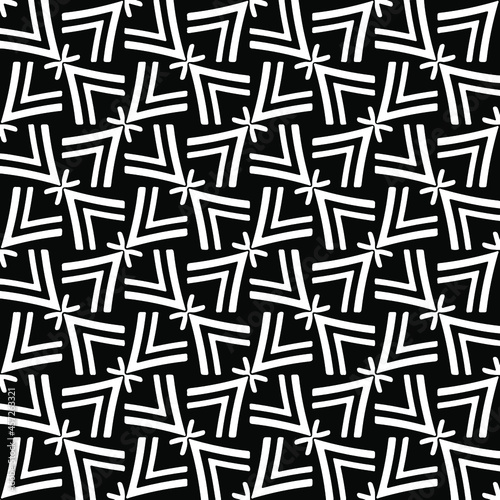   Seamless vector pattern in geometric ornamental style. Black pattern.