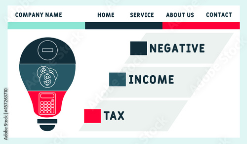 Vector website design template . NIT - Negative Income Tax acronym. business concept. illustration for website banner, marketing materials, business presentation, online advertising.