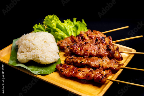 BBQ meat on the black background