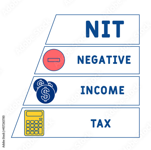NIT - Negative Income Tax acronym. business concept background.  vector illustration concept with keywords and icons. lettering illustration with icons for web banner, flyer, landing 