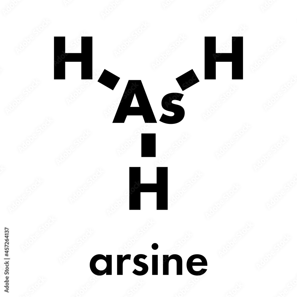 Arsine molecule. Inorganic arsenic compound. Skeletal formula. Stock ...