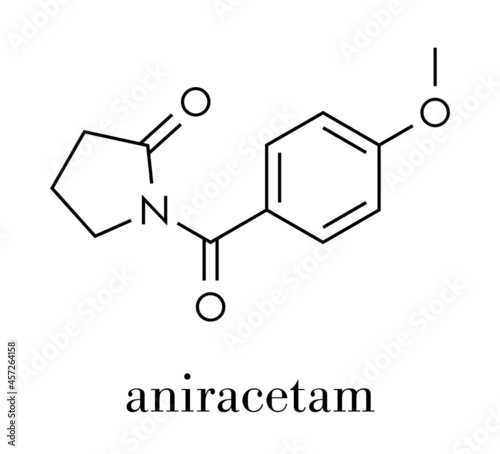 Aniracetam nootropic drug molecule. Skeletal formula.