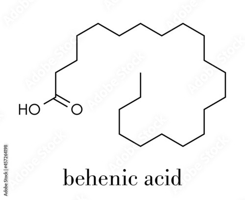 Behenic acid (docosanoic acid) saturated fatty acid molecule. Skeletal formula.