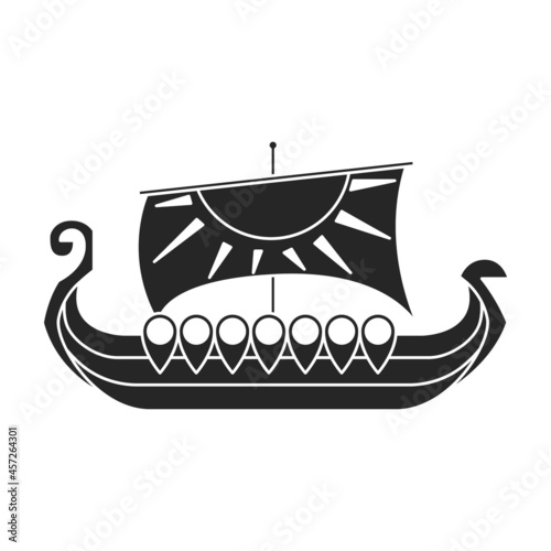 Ship viking vector icon.Black vector icon isolated on white background ship viking.