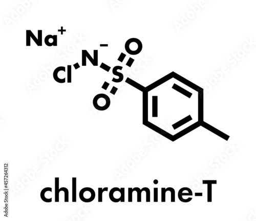 Chloramine-T (tosylchloramide) disinfectant molecule. Skeletal formula.