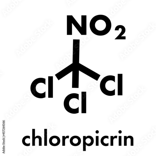 Chloropicrin soil fumigant molecule. Skeletal formula.