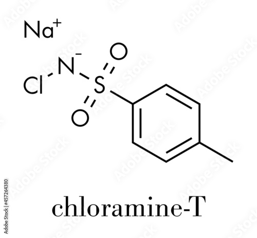Chloramine-T (tosylchloramide) disinfectant molecule. Skeletal formula.