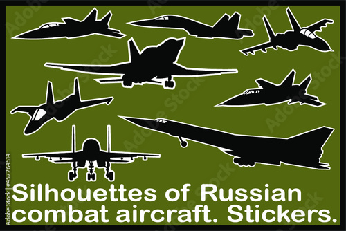 Silhouettes of Russian combat aircraft. Stickers.
