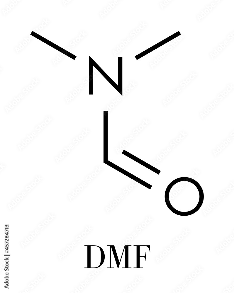 Dimethylformamide (DMF) chemical solvent molecule. Skeletal formula ...