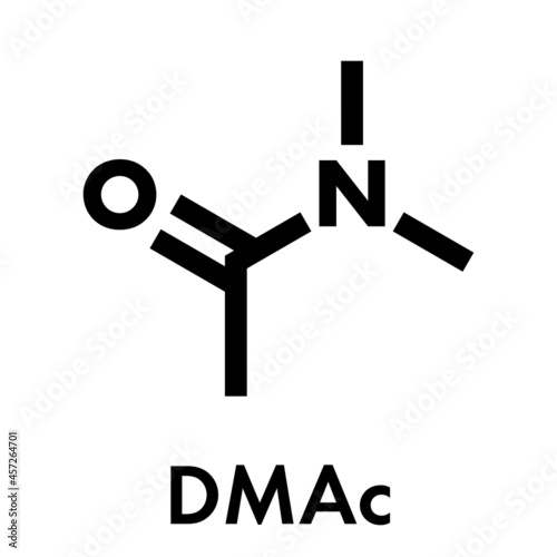 Dimethylacetamide (DMAc) chemical solvent molecule. Skeletal formula.