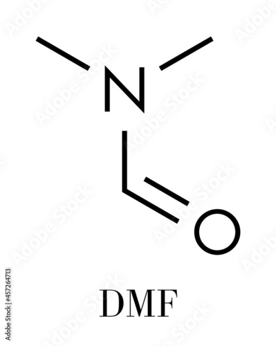 Dimethylformamide (DMF) chemical solvent molecule. Skeletal formula.
