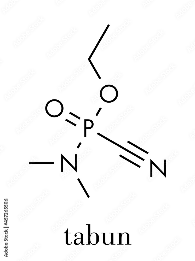Tabun nerve agent molecule (chemical weapon). Skeletal formula. Stock