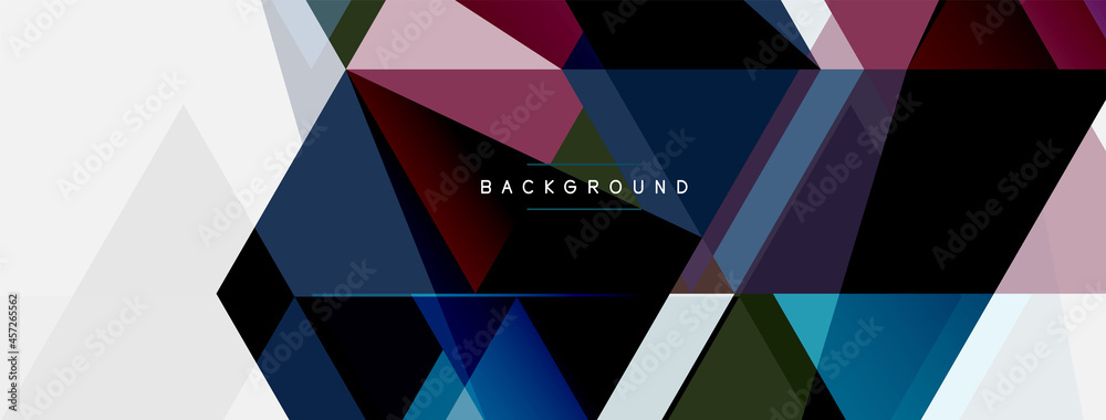 Color triangles composition, geometric abstract background. Techno or business concept, pattern for wallpaper, banner, background, landing page