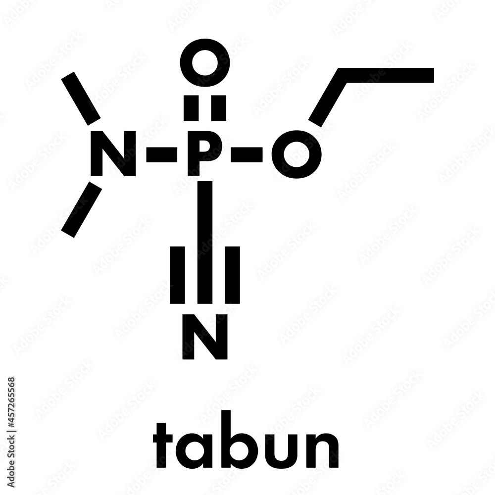 Tabun nerve agent molecule (chemical weapon). Skeletal formula. Stock