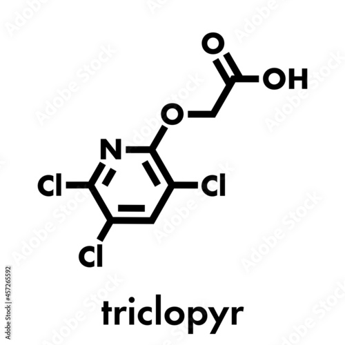 Triclopyr herbicide (broadleaf weed killer) molecule. Skeletal formula.
