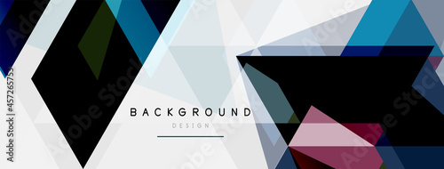 Color triangles composition, geometric abstract background. Techno or business concept, pattern for wallpaper, banner, background, landing page