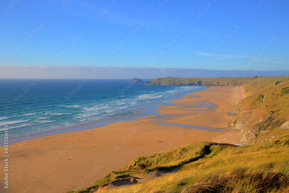 Beautiful sandy beach Perran Sands Perranporth Cornwall uk