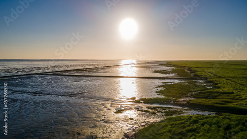 Sunrise at the Coastline at the North Sea in Germany at the Wadden Sea - Drone Perspective Landscape Photography