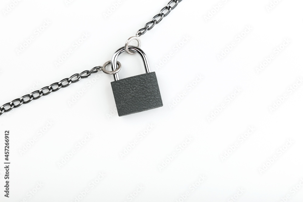 padlock with chain on white background with copy space padlock with chain on white background with copy space