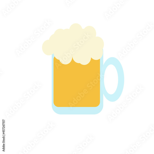 Large mug with light beer and foam. 