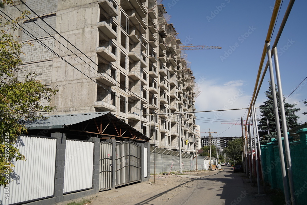 Almaty, Kazakhstan - 09.09.2021 : Construction of a high-rise residential building