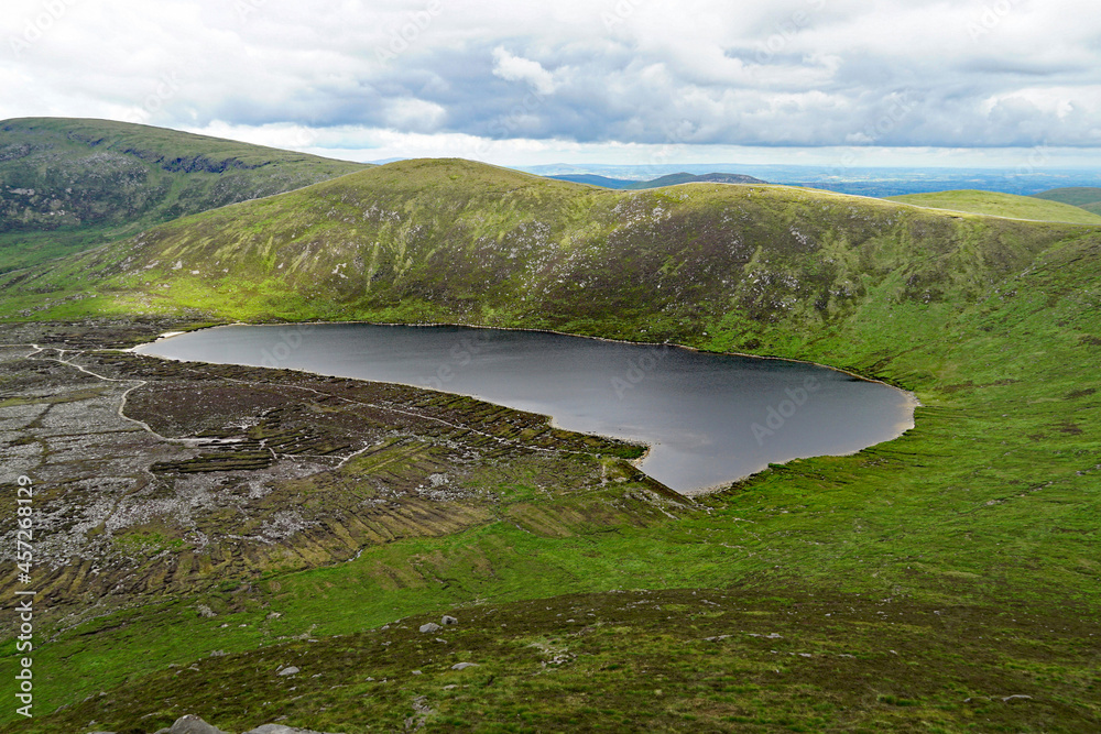 Aerial view of Lough Shannagh in Mourne Mountains, Northern Ireland