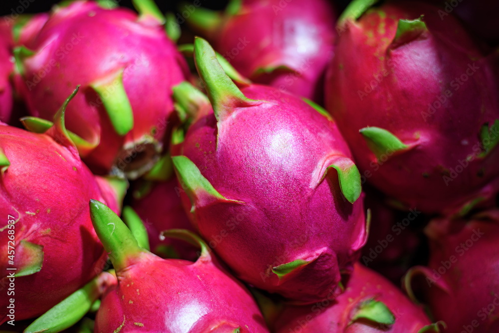 Fototapeta premium dragon fruit sale in market