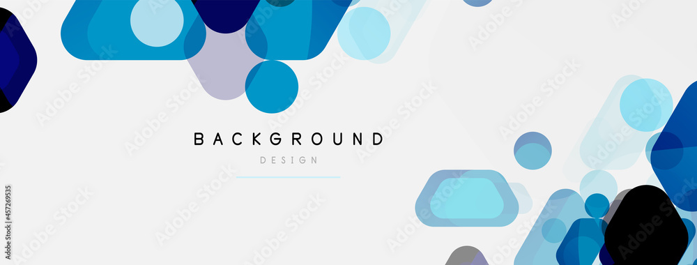 Obraz premium Color bubbles and rounded geometric shapes on white. Vector geometric minimal abstract background for wallpaper, banner, background, landing page