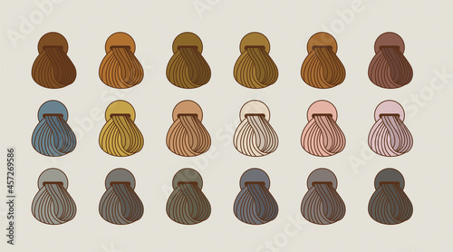 Hair color sample set of 18 colors