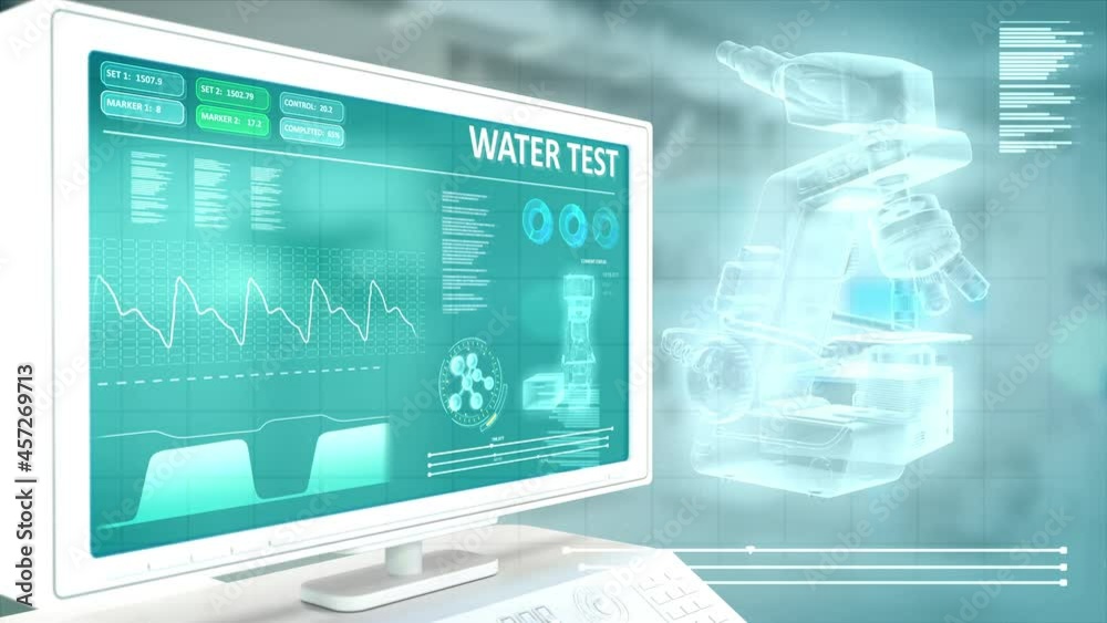 potable water test on monitor in high tech modern facility potable water test on monitor in high tech modern facility