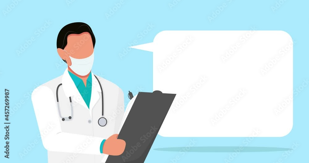 Doctor holding a clipboard, writing. Place for text, 4k, hd video, animated Doctor holding a clipboard, writing. Place for text, 4k, hd video, animated