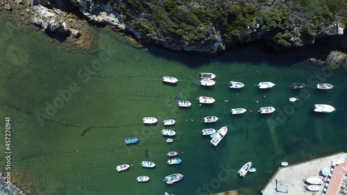 porto covo,algarve,portugal,fotografia aerea barcas en el puerto photo