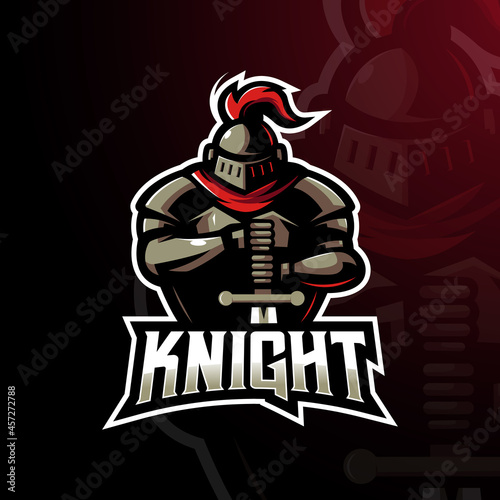 Knight Gaming Mascot Logo Design Illustration Vector