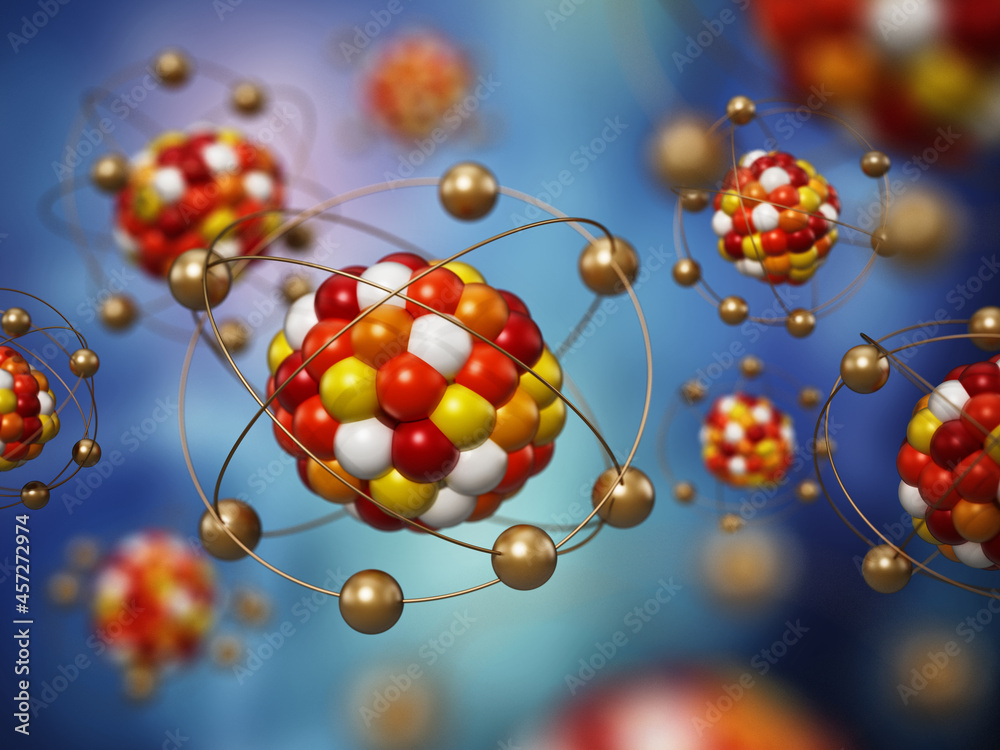 Abstract molecule model consisting of colored spheres. 3D illustration Abstract molecule model consisting of colored spheres. 3D illustration